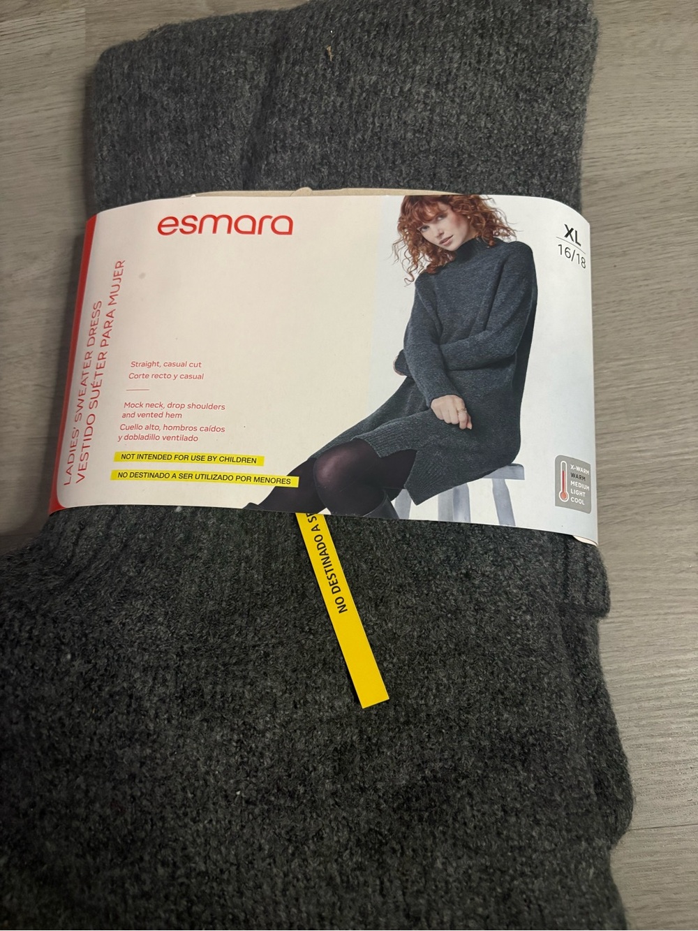 esmara Women's Charcoal Gray Knit Tunic Sweater Dress